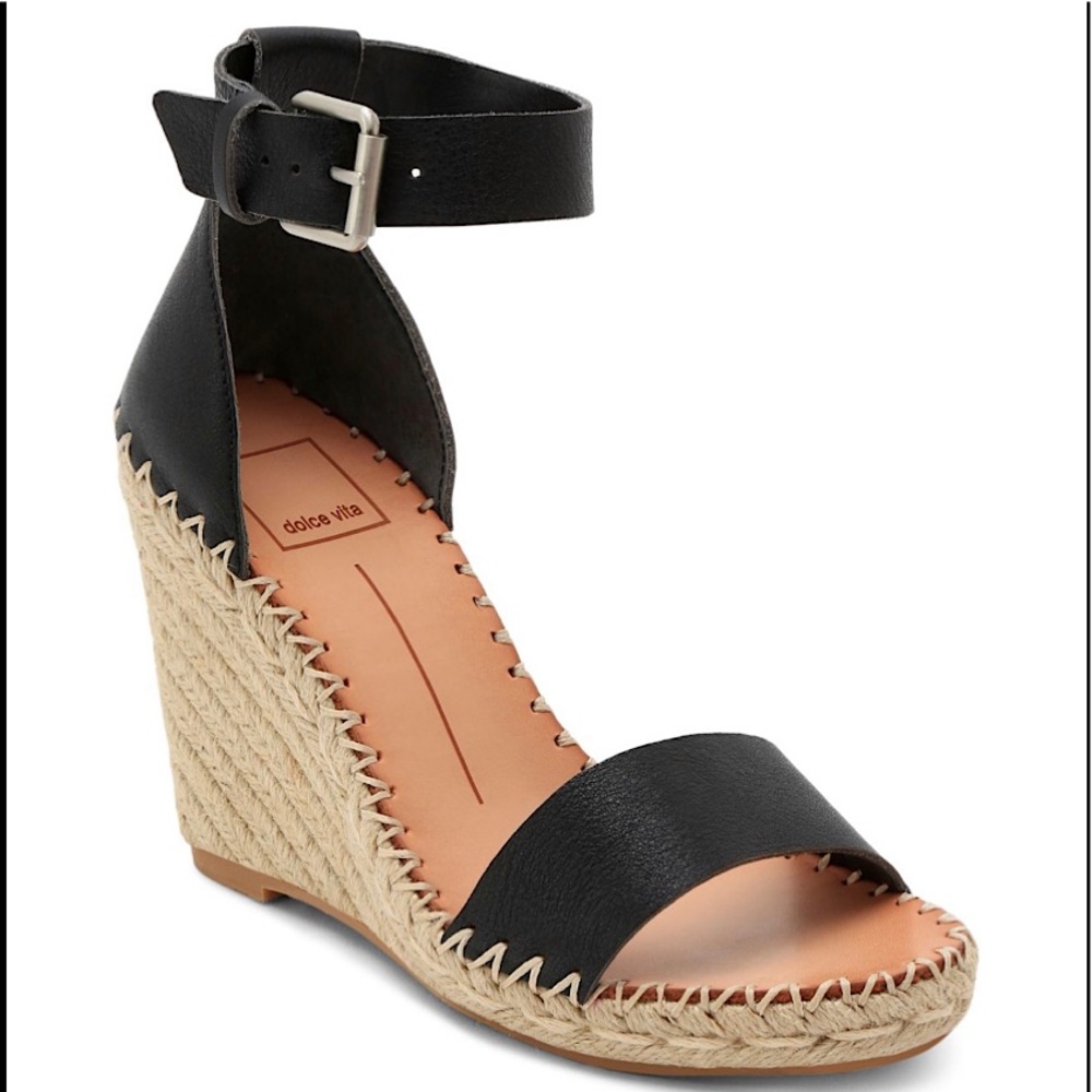 Dolce Vita Noor Espadrille Wedge Sandals Black 11
